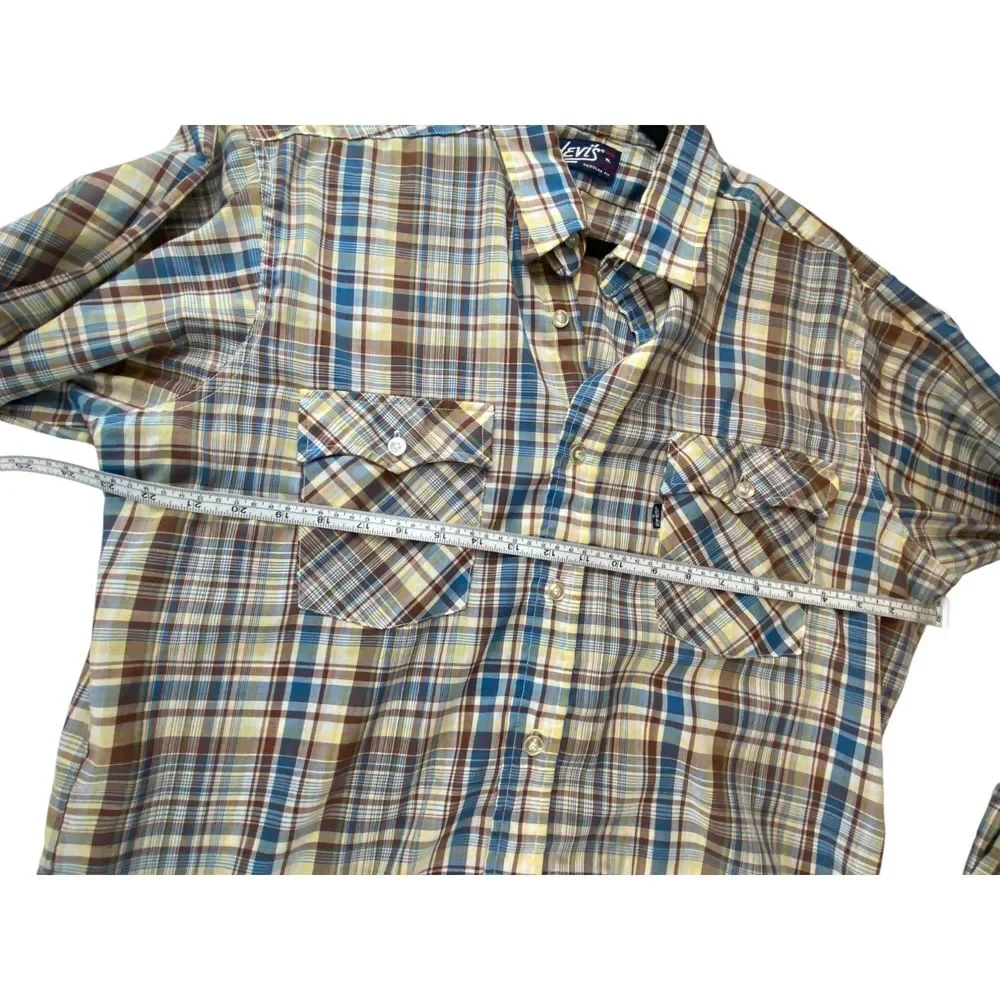 Levis Button Up Shirt Multicolor Plaid Mens Size XL Western‎ Cowboy Ranch Rodeo